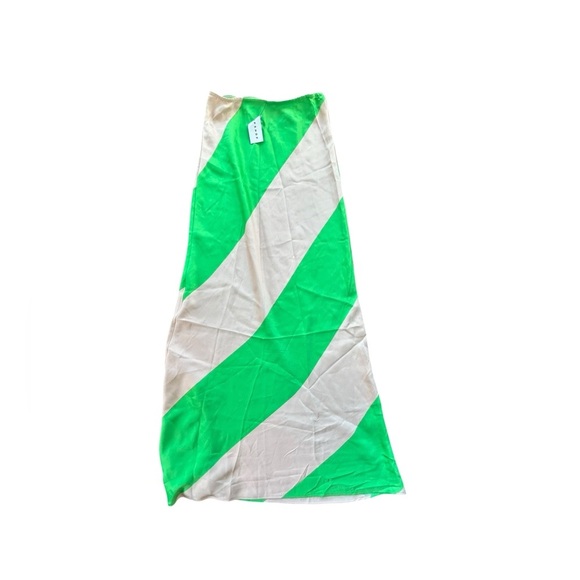 Topshop Wide Stripe Maxi Skirt Neon Green Cream Size 2 NWT - Picture 5 of 11